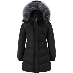 Women's Black Fashionable Waterproof Quilted Puffer Jacket Coat Winter Warm